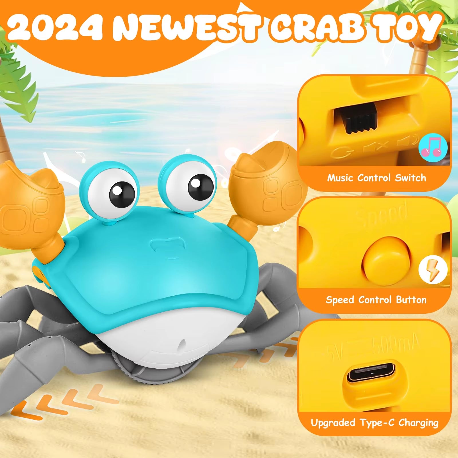 Interactive Kids Crawling Crab & Octopus Toy – Musical, Moving, Obstacle-Avoiding Fun for Toddlers!